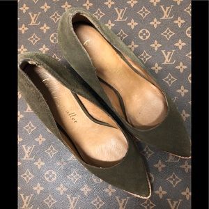 Bettye Muller Olive Green Suede Pumps 7.5